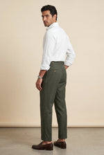 Men's High Waisted Pleated Trousers with Turn-Up Hems