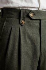 Men's High Waisted Pleated Trousers with Turn-Up Hems