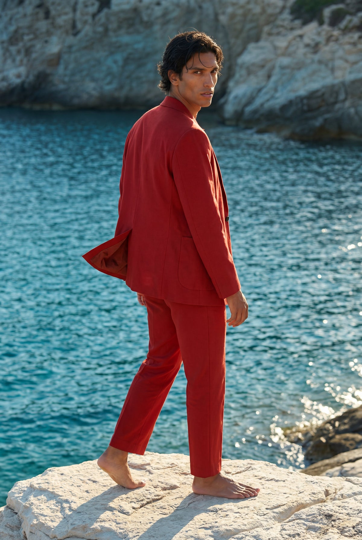 Men's Slim Fit Two-Piece Suit with Single-Breasted Blazer