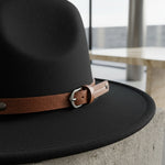 Men’s Wide-Brim Felt Fedora Hat with Contrast Band