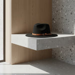 Men’s Wide-Brim Felt Fedora Hat with Contrast Band