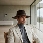 Men’s Wide-Brim Felt Fedora Hat with Contrast Band