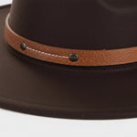 Men’s Wide-Brim Felt Fedora Hat with Contrast Band