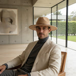 Men’s Wide-Brim Felt Fedora Hat with Contrast Band