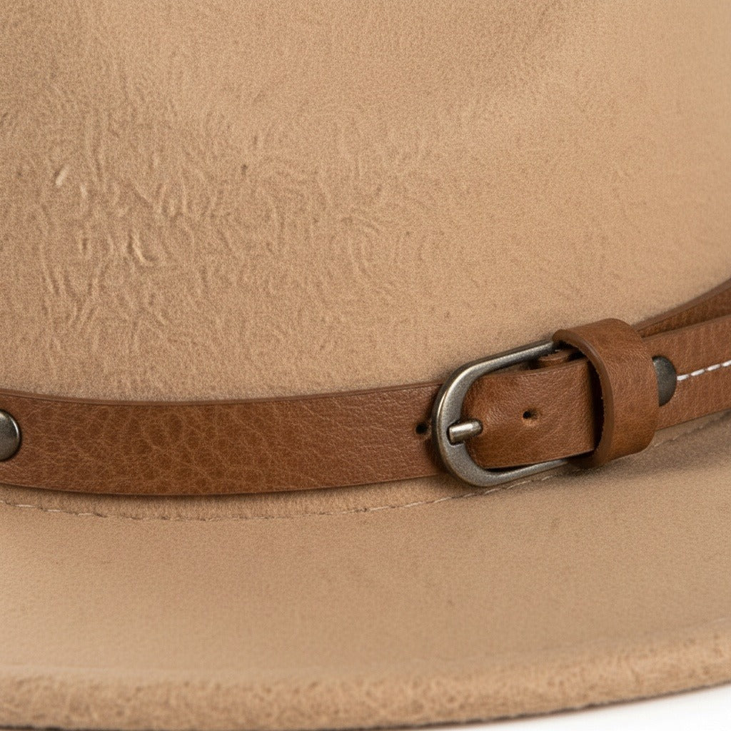 Men’s Wide-Brim Felt Fedora Hat with Contrast Band