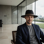 Men’s Wide-Brim Felt Fedora Hat with Contrast Band