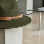 Men’s Wide-Brim Felt Fedora Hat with Contrast Band