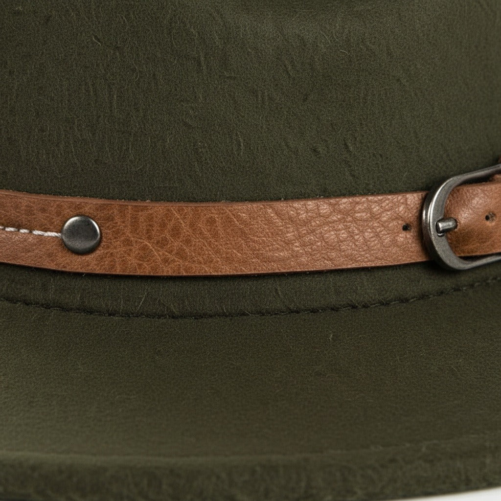 Men’s Wide-Brim Felt Fedora Hat with Contrast Band