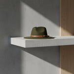 Men’s Wide-Brim Felt Fedora Hat with Contrast Band