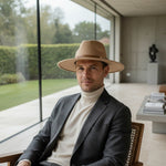 Men’s Wide-Brim Felt Fedora Hat with Contrast Band