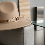 Men’s Wide-Brim Felt Fedora Hat with Contrast Band
