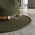 Men’s Wide-Brim Felt Fedora Hat with Contrast Band
