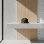 Men’s Wide-Brim Felt Fedora Hat with Contrast Band