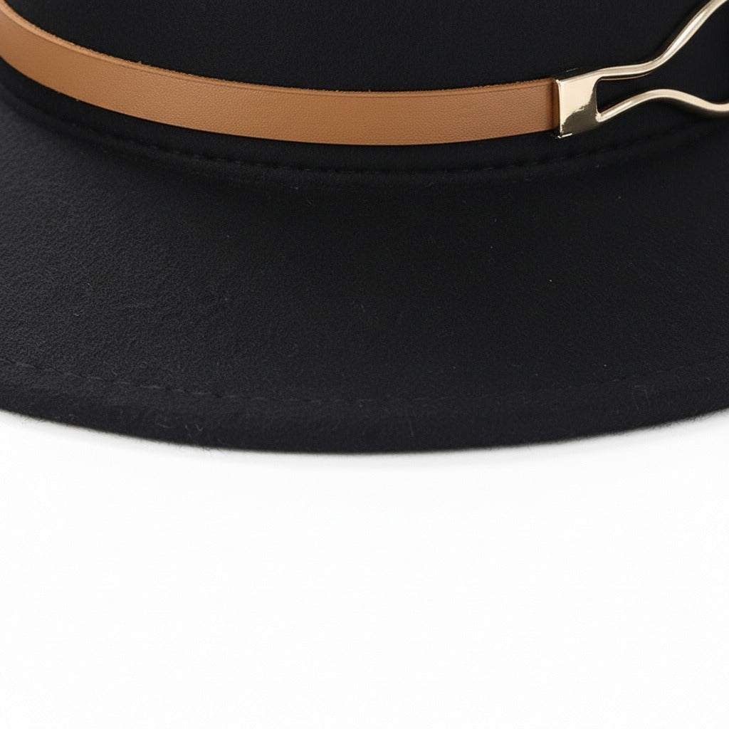 Men’s Wide-Brim Felt Fedora Hat with Contrast Band