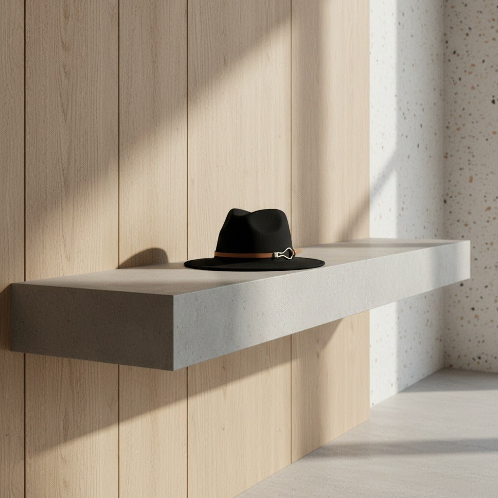 Men’s Wide-Brim Felt Fedora Hat with Contrast Band