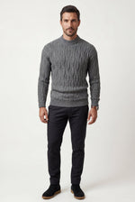 Men's Cable Knit Crew Neck Jumper