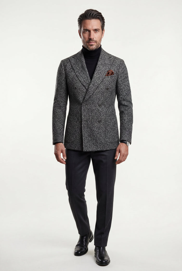 Men's Double-Breasted Blazer with Peak Lapels