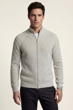 Men's Ribbed Knit Zip Up Cardigan