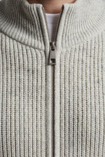 Men's Ribbed Knit Zip Up Cardigan