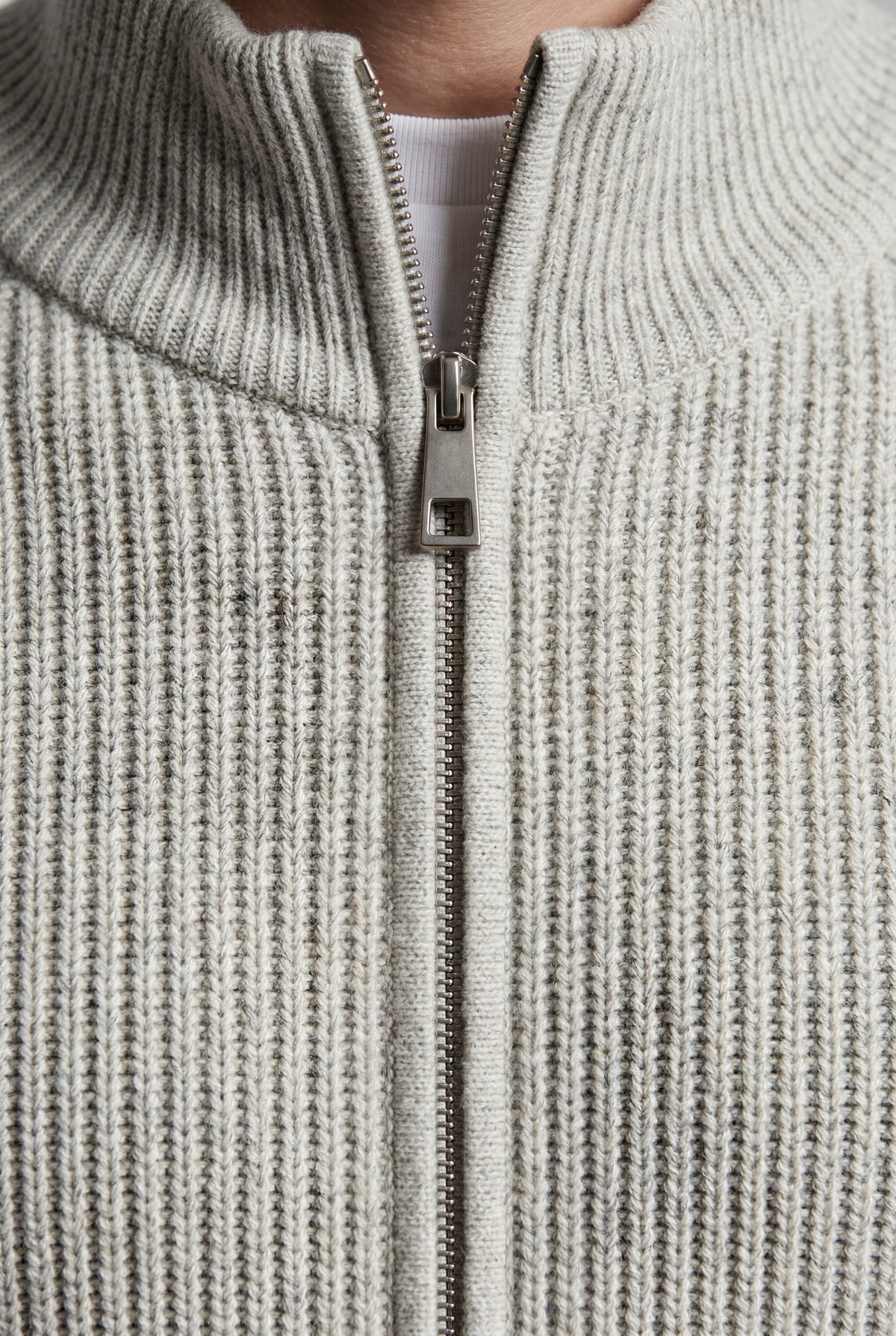 Men's Ribbed Knit Zip Up Cardigan