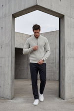Men's Ribbed Knit Zip Up Cardigan
