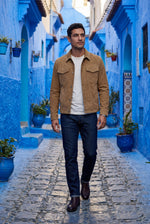 Men's Trucker Jacket with Button Front and Chest Pockets