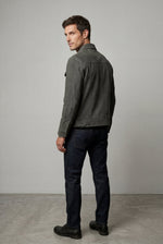 Men's Trucker Jacket with Button Front and Chest Pockets