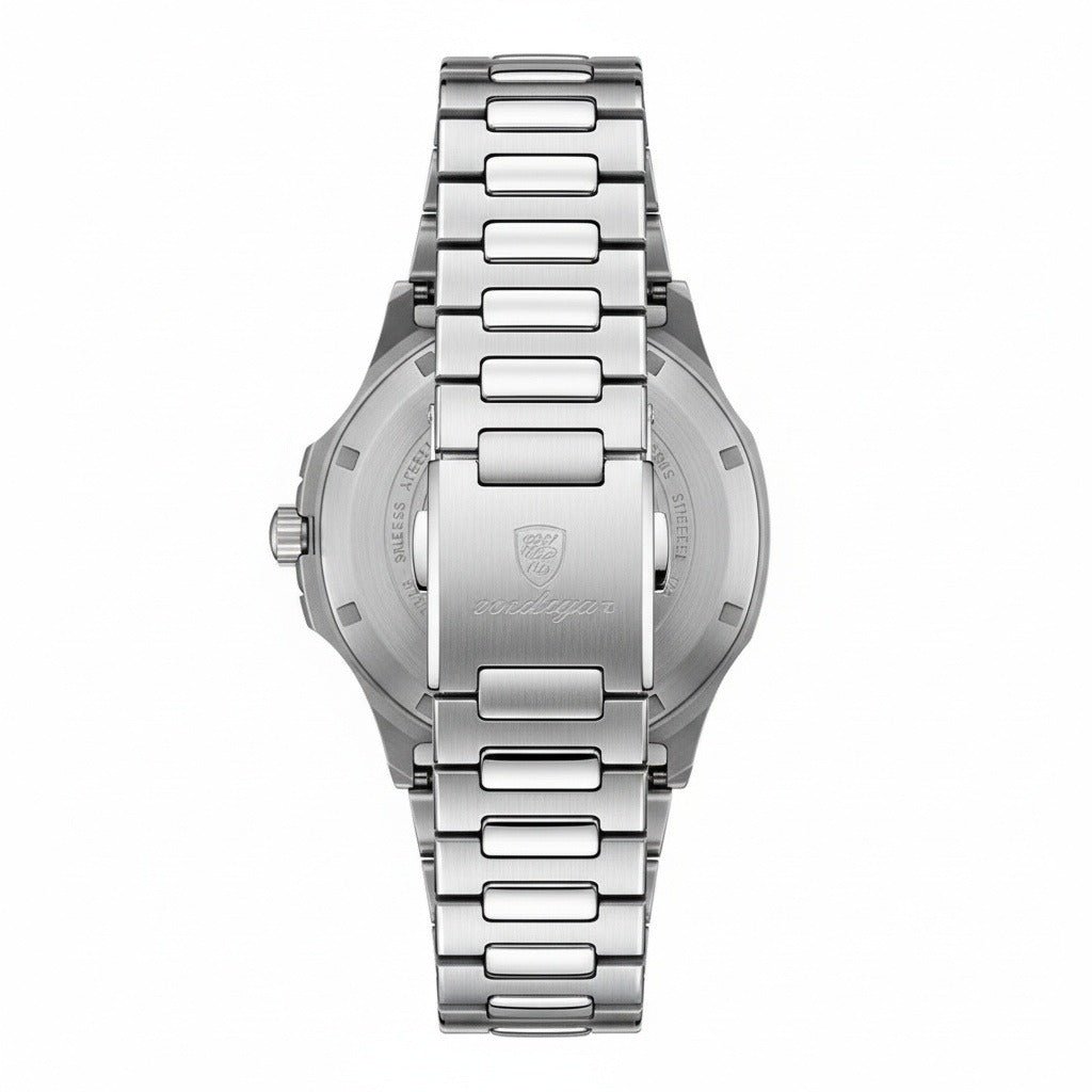 Men’s Stainless Steel Quartz Watch with Green Textured Dial