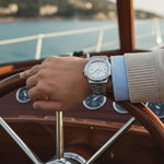 Men’s Stainless Steel Quartz Watch with White Textured Dial
