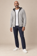 Men’s 100% Cashmere Full-Zip Hoodie with Contrast Trim