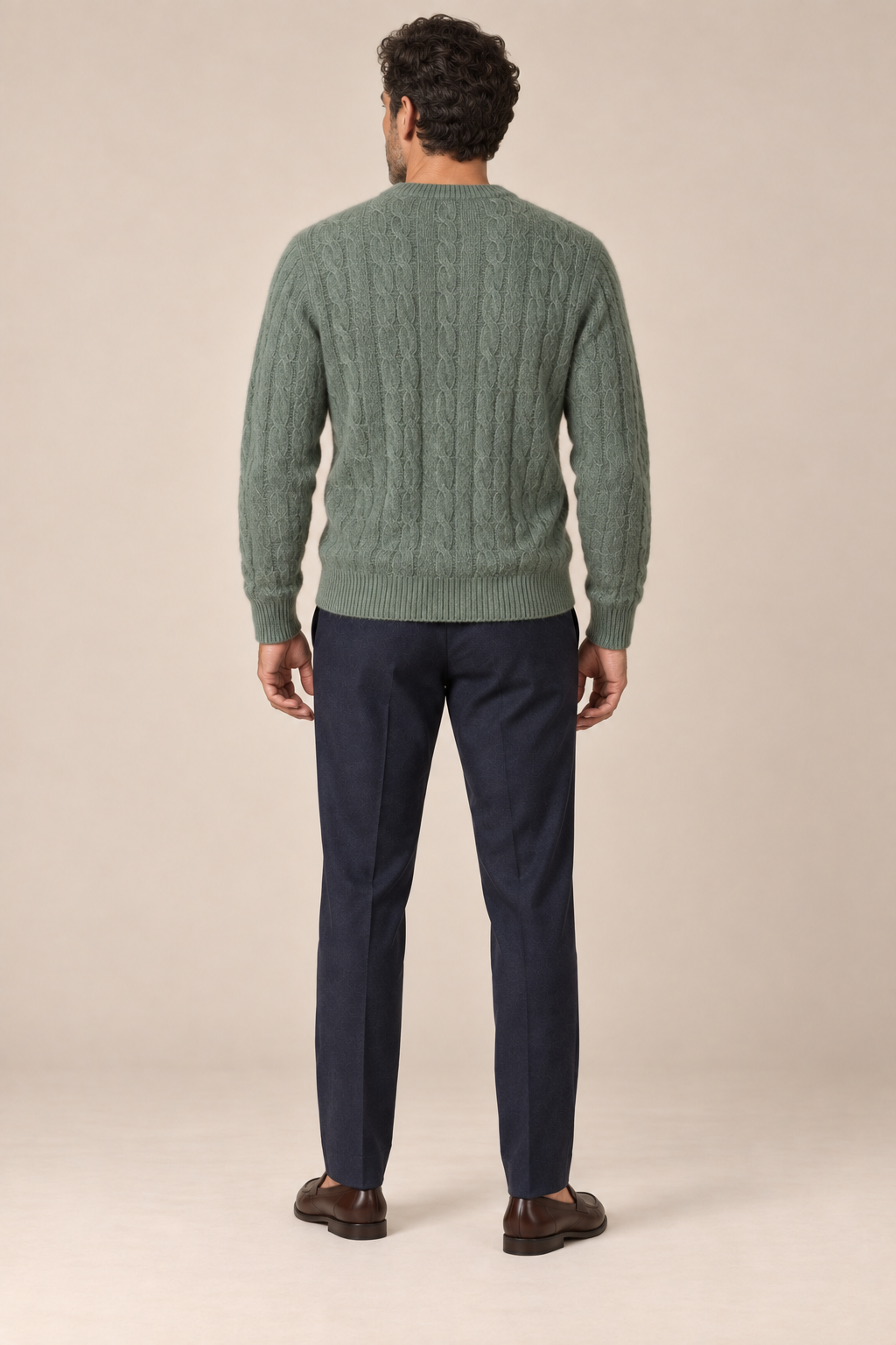 Men’s 100% Pure Cashmere Cable-Knit Crew-Neck Jumper