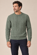 Men’s 100% Pure Cashmere Cable-Knit Crew-Neck Jumper