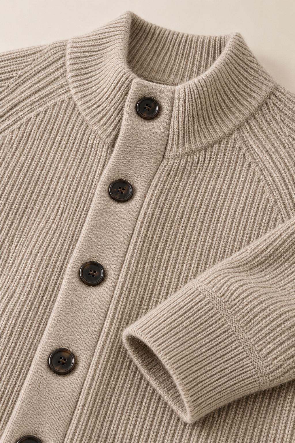 Men’s 100% Cashmere Single-Breasted Half-Turtleneck Cardigan