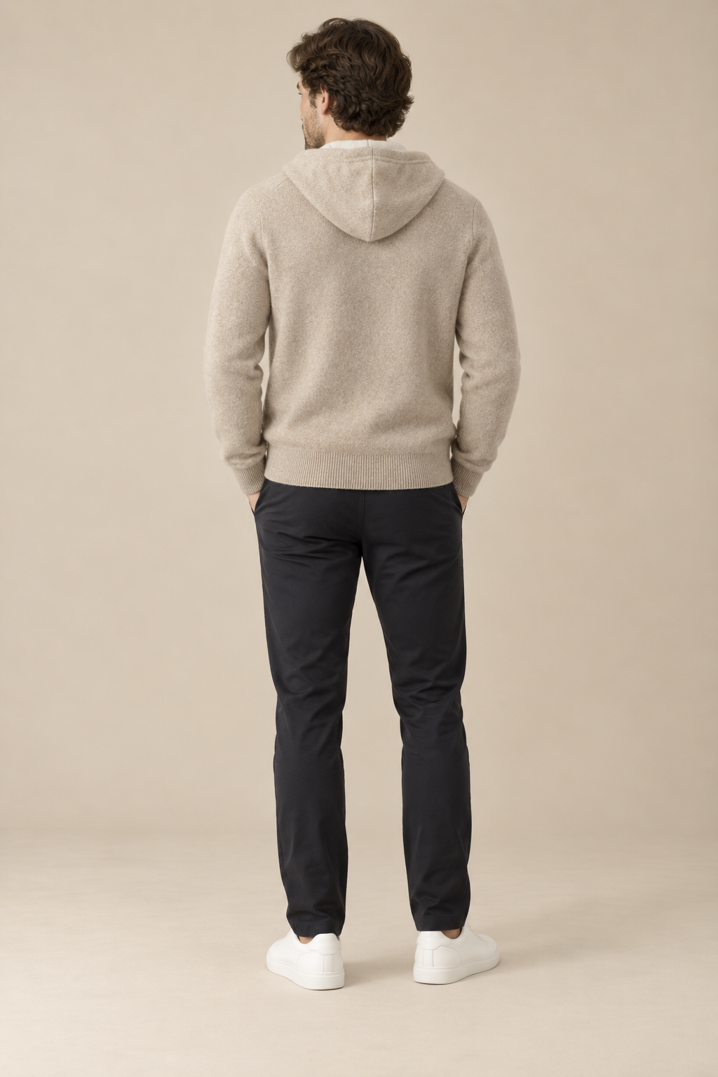Men’s 100% Merino Wool Full-Zip Knitted Hoodie