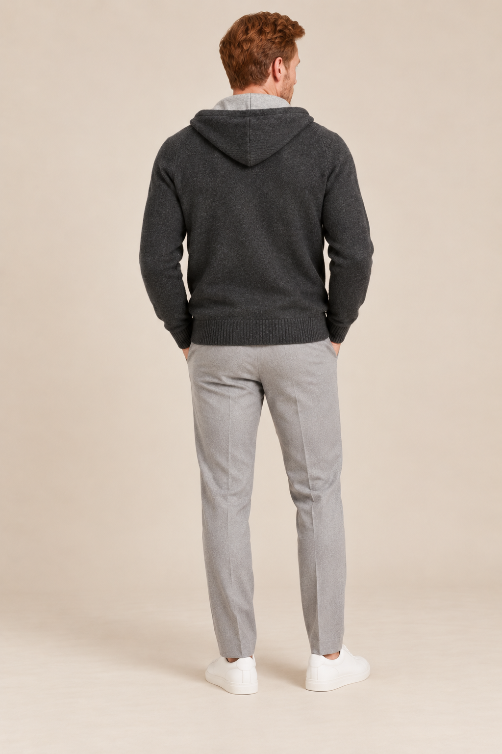 Men’s 100% Merino Wool Full-Zip Knitted Hoodie