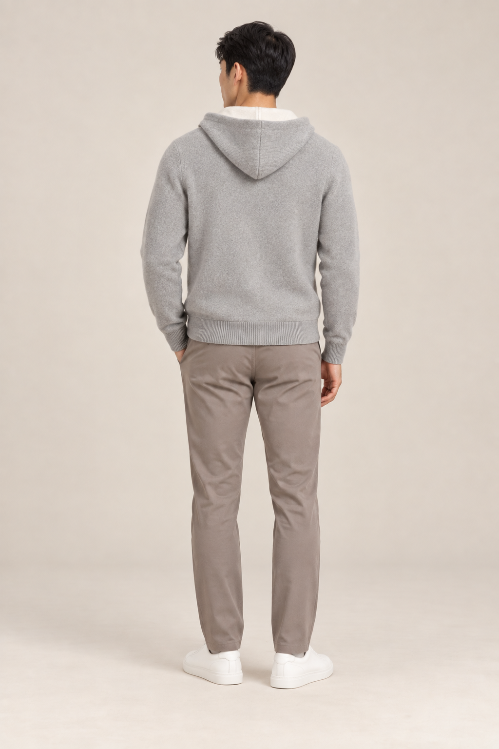 Men’s 100% Merino Wool Full-Zip Knitted Hoodie