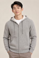 Men’s 100% Merino Wool Full-Zip Knitted Hoodie