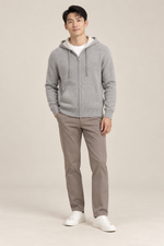 Men’s 100% Merino Wool Full-Zip Knitted Hoodie
