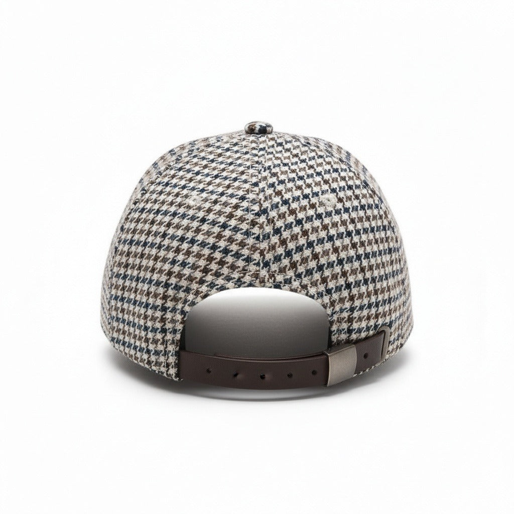 Men’s Houndstooth Check Baseball Cap with Curved Brim