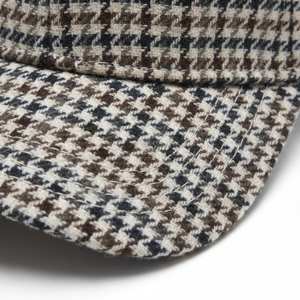 Men’s Houndstooth Check Baseball Cap with Curved Brim