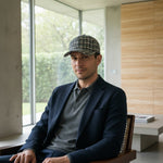 Men’s Houndstooth Check Baseball Cap with Curved Brim