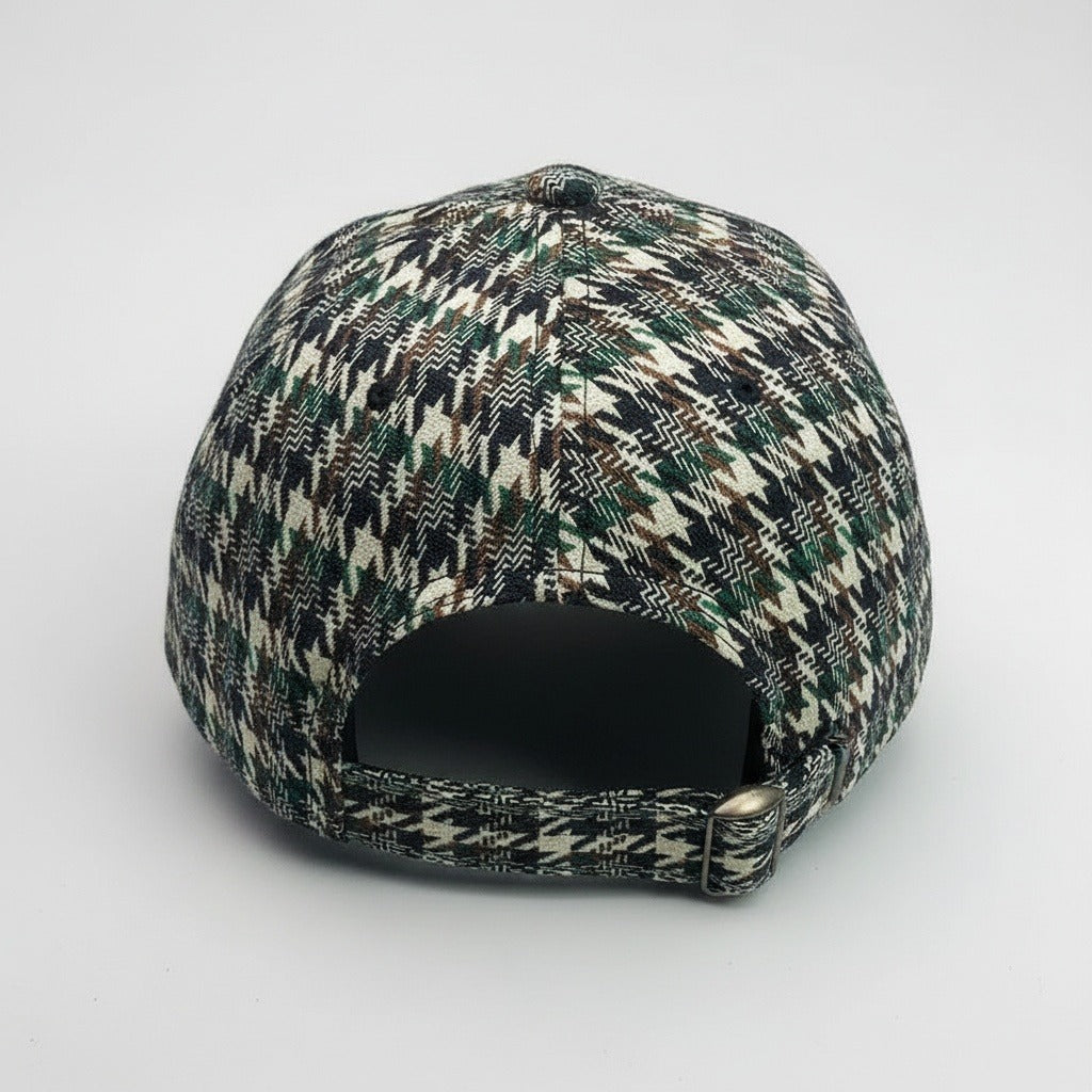 Men’s Houndstooth Check Baseball Cap with Curved Brim
