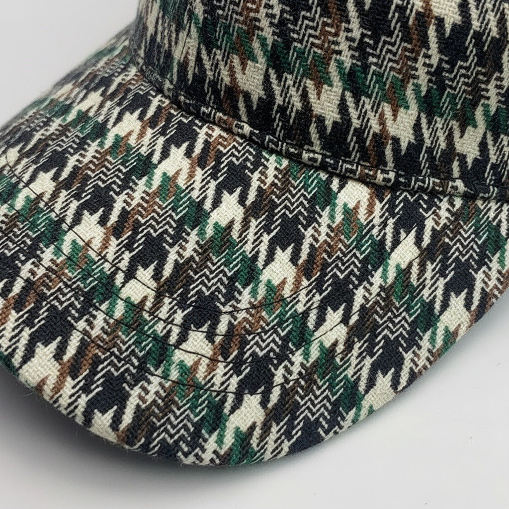 Men’s Houndstooth Check Baseball Cap with Curved Brim