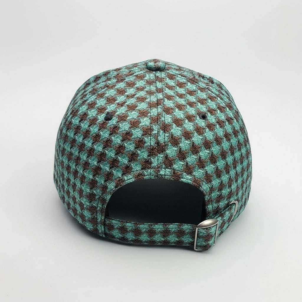 Men’s Houndstooth Check Baseball Cap with Curved Brim