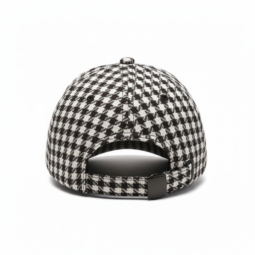 Men’s Houndstooth Check Baseball Cap with Curved Brim