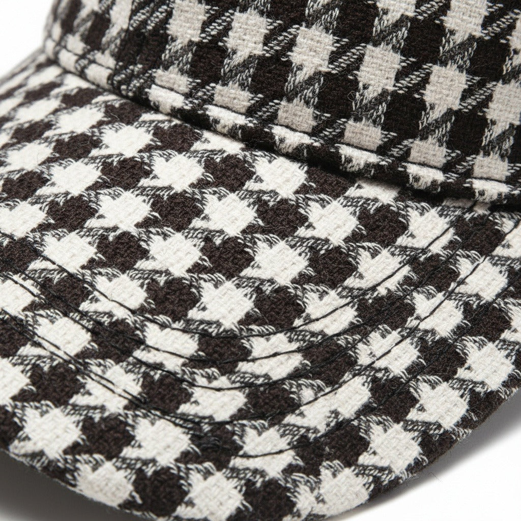 Men’s Houndstooth Check Baseball Cap with Curved Brim