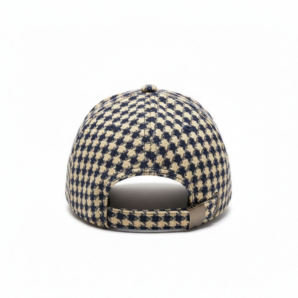 Men’s Houndstooth Check Baseball Cap with Curved Brim