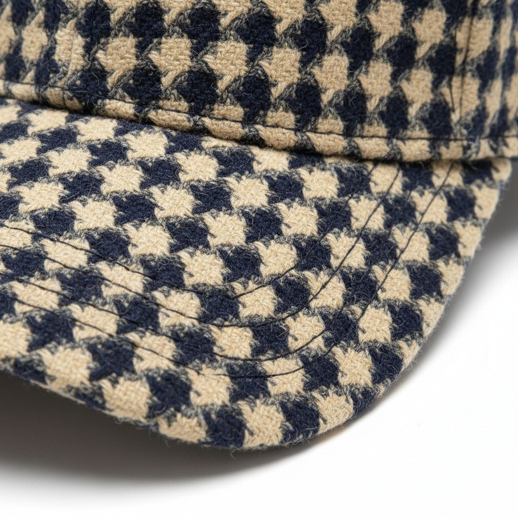 Men’s Houndstooth Check Baseball Cap with Curved Brim