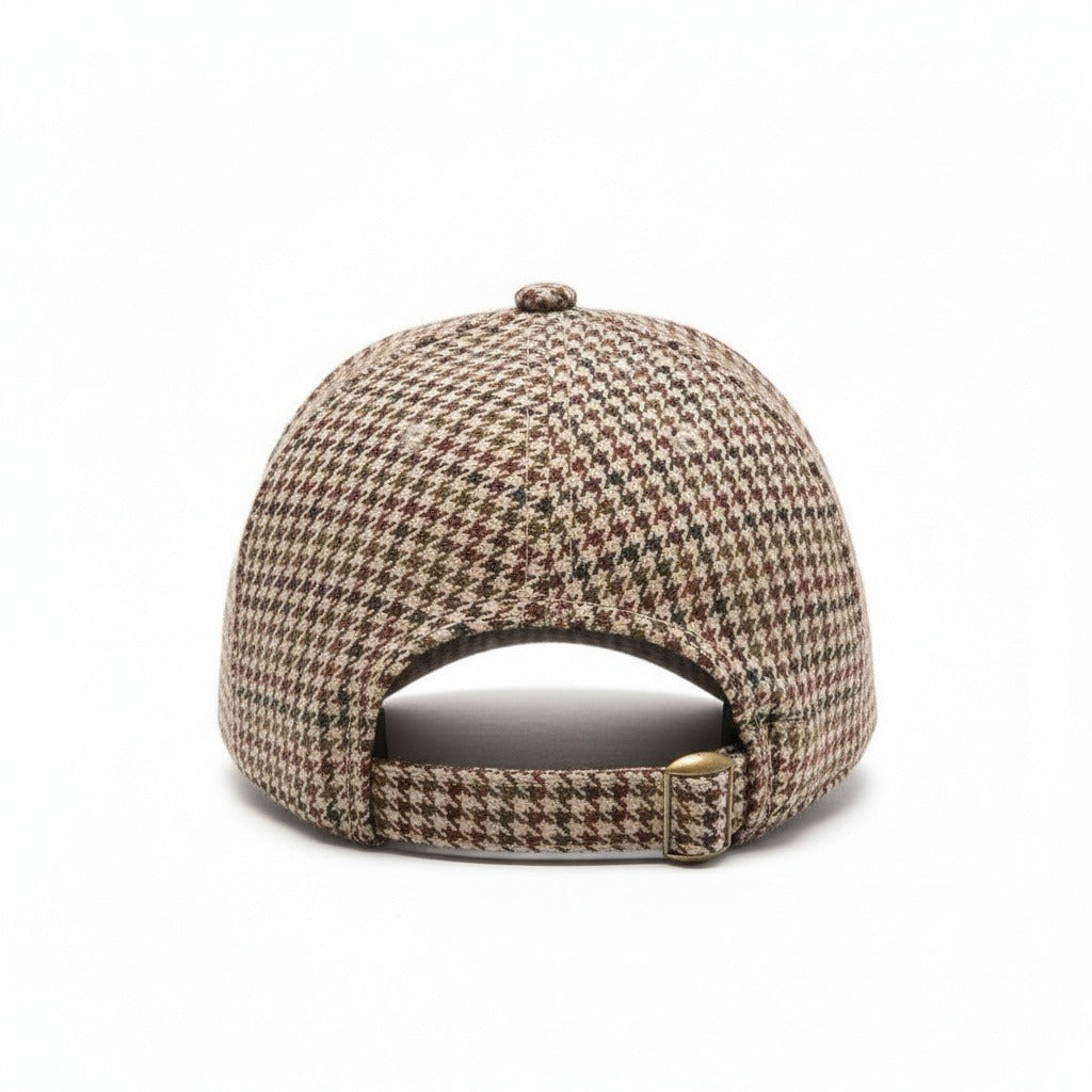 Men’s Houndstooth Check Baseball Cap with Curved Brim