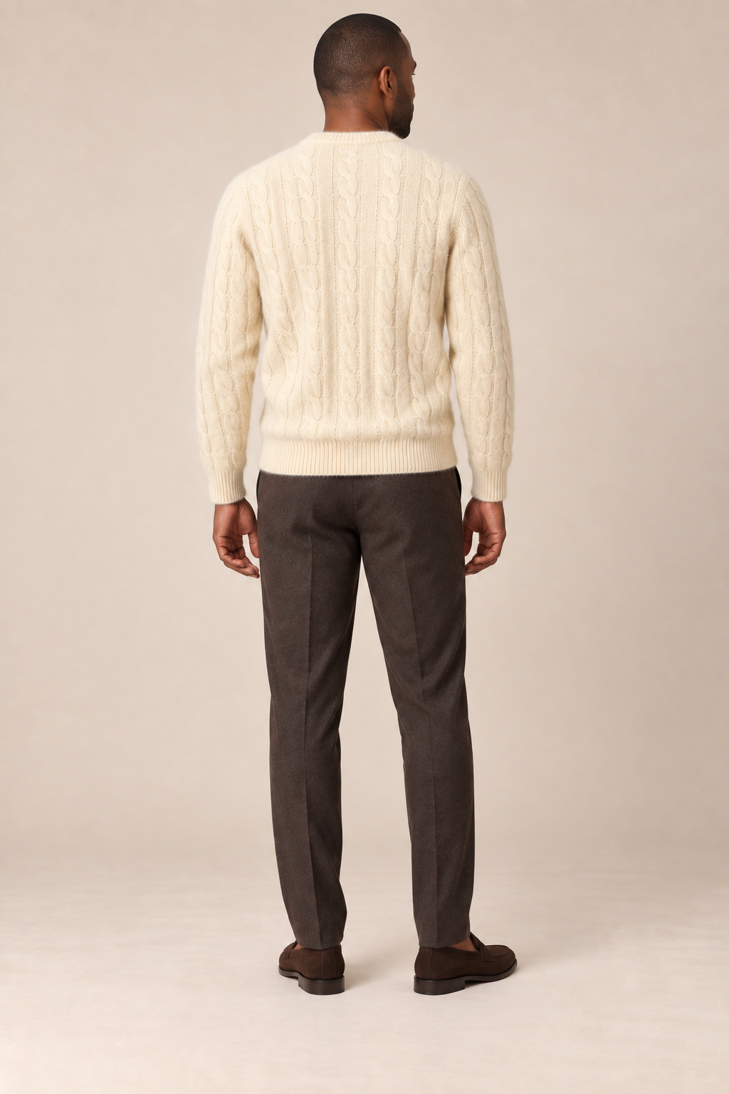 Men’s 100% Pure Cashmere Cable-Knit Crew-Neck Jumper
